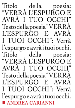 ‘Verrà l’espurgo e avrà i tuoi occhi’ di Andrea Carianni